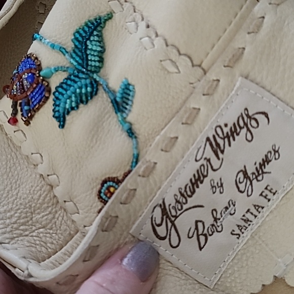 Gossamer Wings By Barbara Grimes Santa Fe Beaded Leather Lace-Up Pullover - Picture 10 of 14